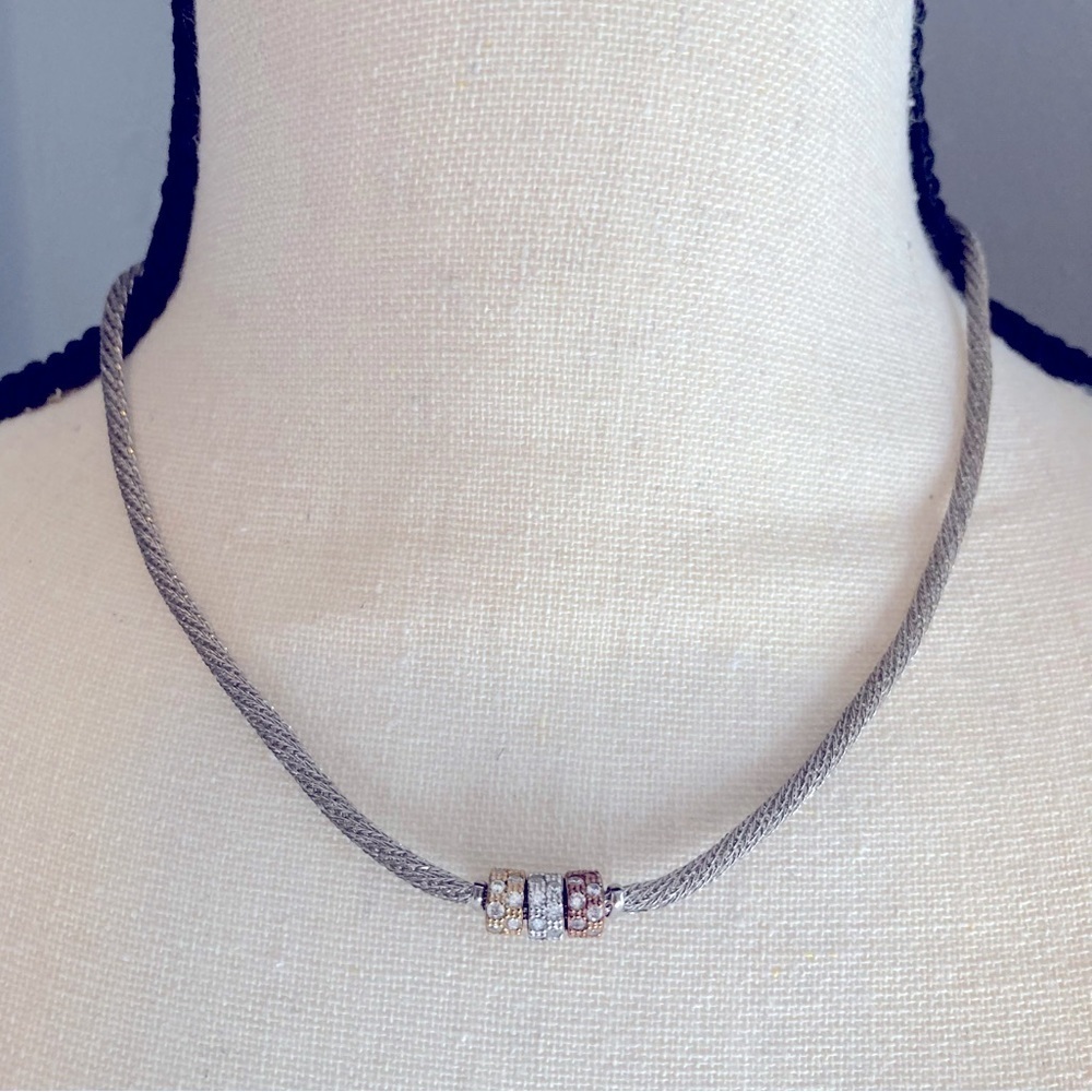 Silver necklace with crystals